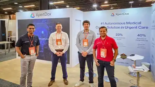 Left to right: Sameer Ather, Nick Pierce, Mateo Montoya, and Bhupesh Panwar at XpertDox Booth 711, UCA 2025