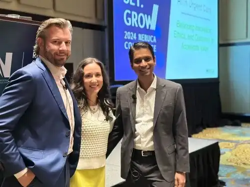 From Right to Left-Dr. Sameer Ather, CEO of XpertDox, April Gillam, Head of Industry Strategy and Consulting at Solv, and Brandon Robertson, CEO of UCP Merchant Medicine and Intellivisit Solutions.
