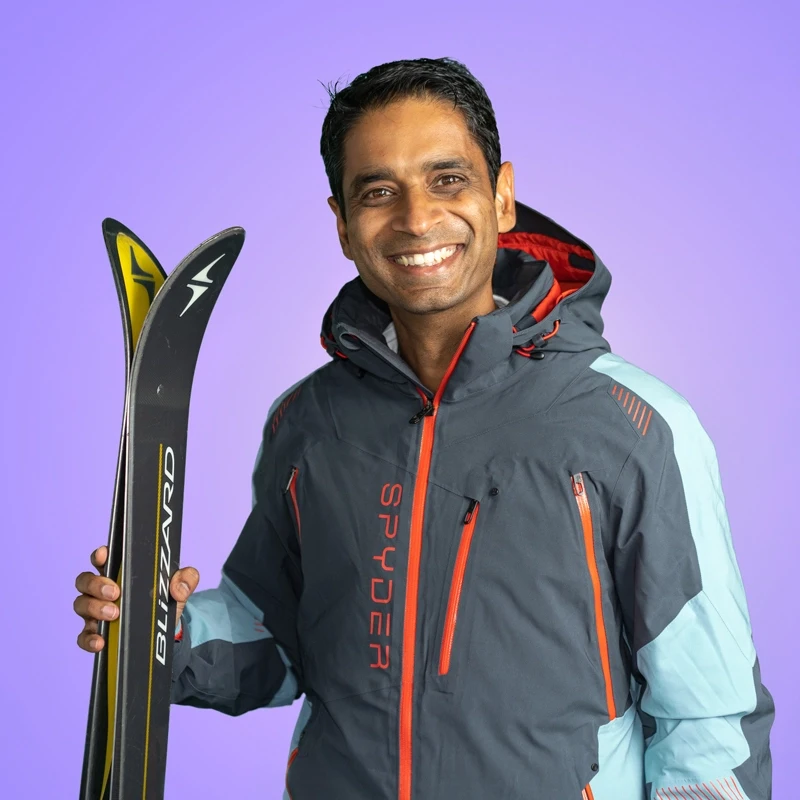 Sameer with his snow skis