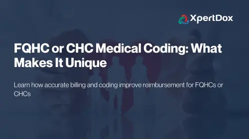 Understanding FQHC and CHC Core Services for Medical Coding Infographic showing core service areas like primary care, behavioral health, dental, and preventive care in FQHC and CHC settings